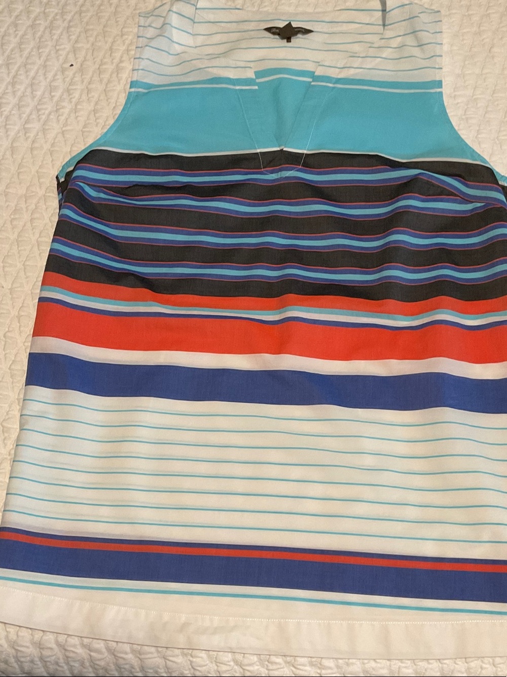 Tommy Bahama women’s Sleeveless Striped Tunic in Turquoise, Orange & Navy